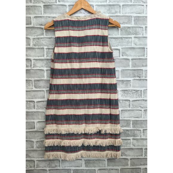 Holding Horses Anthropologie Women's Fringe Stripe Shift Dress Size 0 - Picture 5 of 9